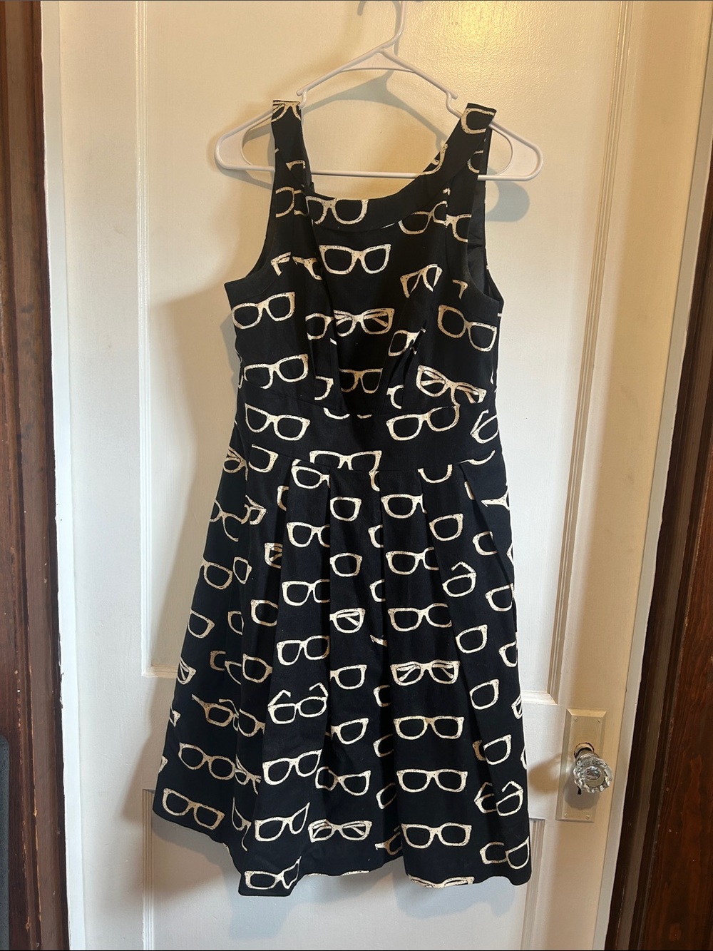 Eva Franco Black Midi Dress with White Sunglasses Print